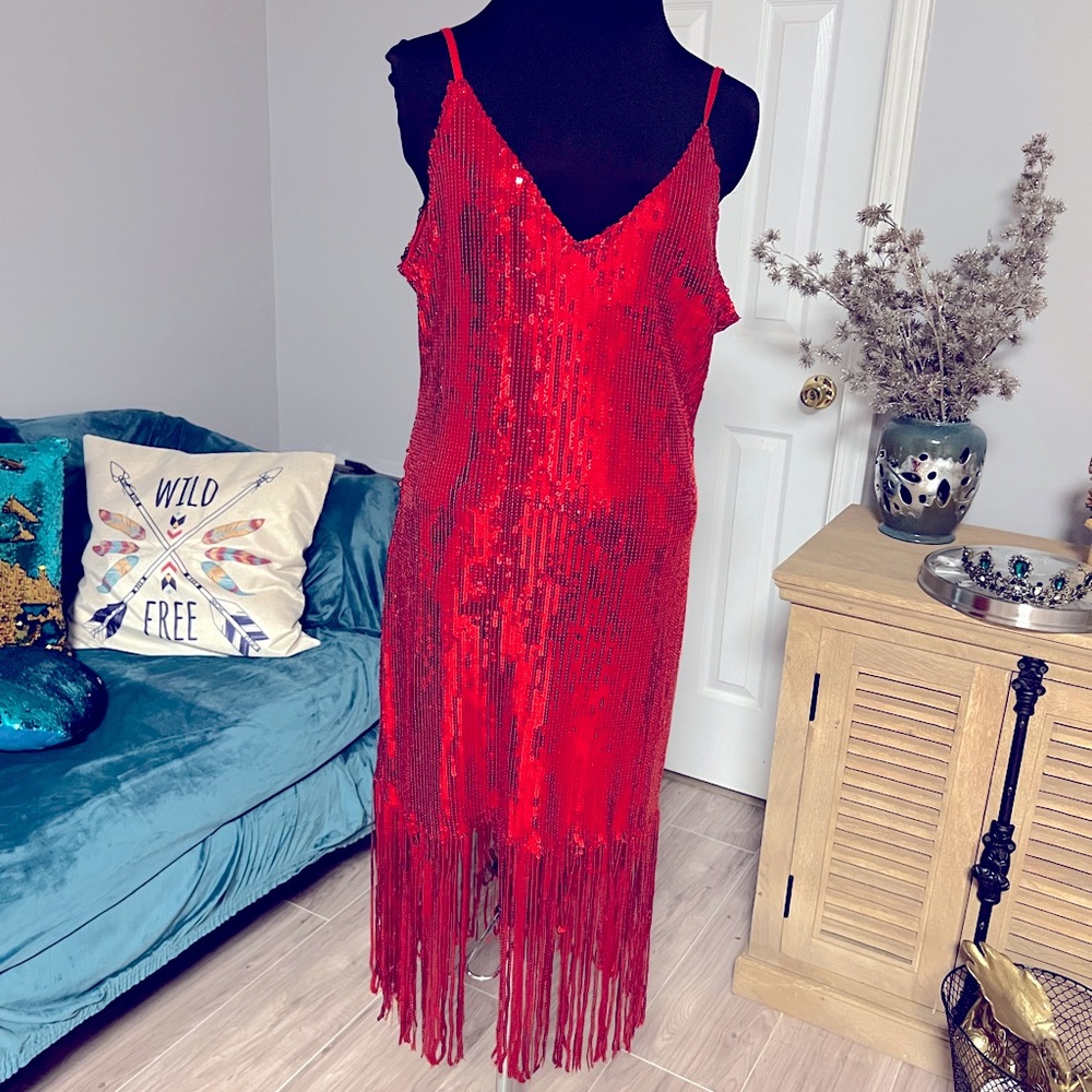 Special occasion Red sequined Valentine’s dress.